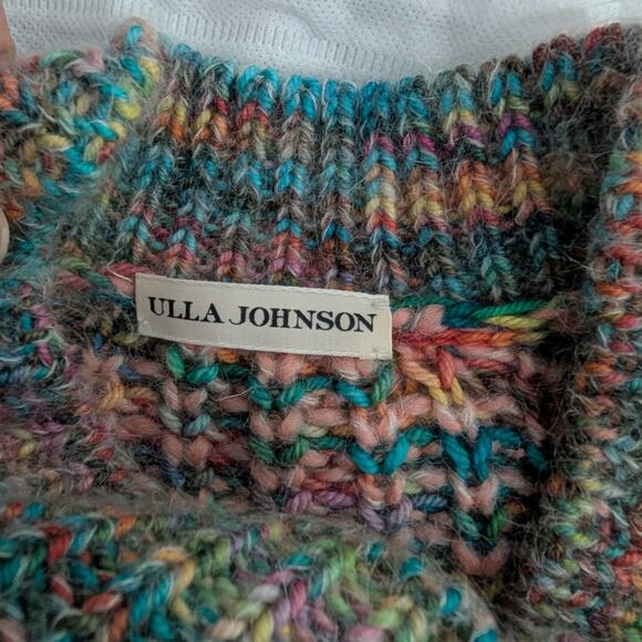 ULLA JOHNSON Fiora Puff Sleeve Cardigan Tropical Marl Knit Sweater XS/S Preowned - Picture 5 of 13